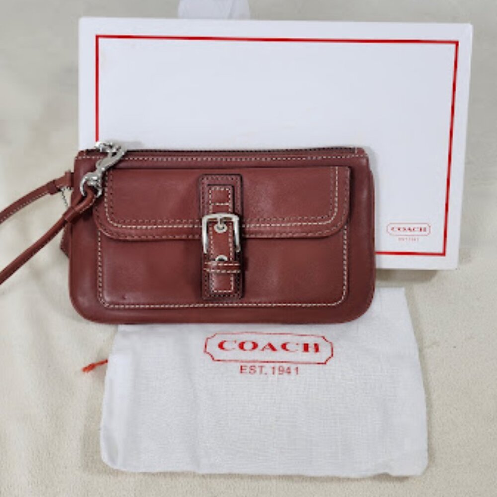 Coach all leather wristlet. Full Set